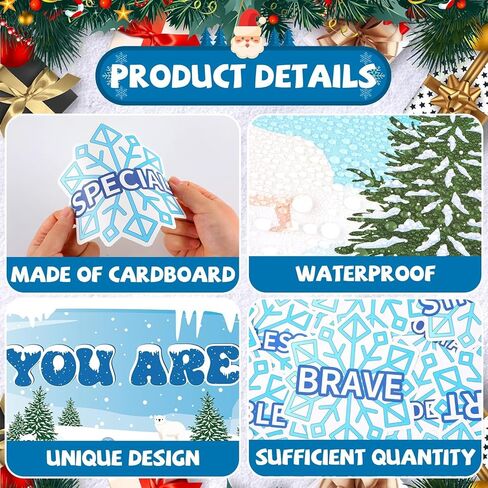 Winter Affirmation Station Bulletin Board Door Decoration Winter Snowflake Classroom Decor Christmas Motivational Positive Cutout Classroom Mirror Growth Mindset Decor for School Home Door Wall Supply in Saudi Arabia