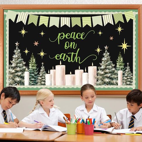 Christmas Theme Party Bulletin Board Sets Decorations Peace on Earth Bulletin Board Decorations Set Xmas Theme Party Paper Cutouts for Kids Students Classroom School Office Home Holiday Wall Decors in Saudi Arabia