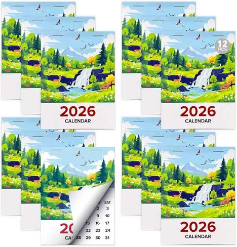 2026 Mini Calendar 6-Pack - Small Peel and Stick Monthly Adhesive Calendars for Car Dashboard, Wall, Fridge, Laptop, Office | 3.35" x 4.45" | Jan-Dec 2026 (6PC) in Saudi Arabia