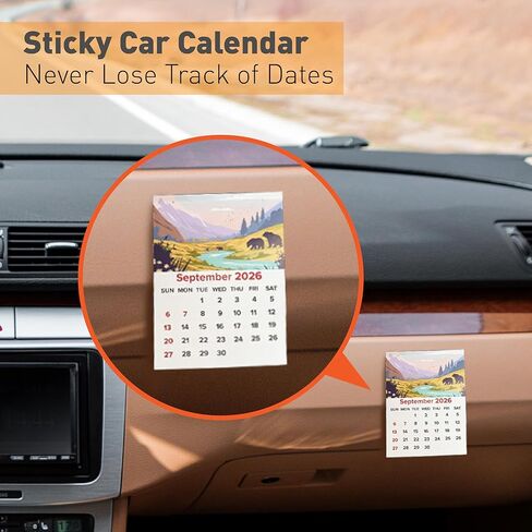 2026 Mini Calendar 6-Pack - Small Peel and Stick Monthly Adhesive Calendars for Car Dashboard, Wall, Fridge, Laptop, Office | 3.35" x 4.45" | Jan-Dec 2026 (6PC) in Saudi Arabia