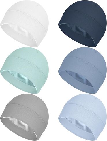6 قطع من قبعات الأطفال حديثي الولادة المبطنة بالساتان، قبعة صغيرة مبطنة بالحرير والساتان للأطفال حديثي الولادة، قبعة مستشفى للأطفال الرضع والبنات والأولاد، قبعات من عمر 0 ​​إلى 6 أشهر in Kuwait