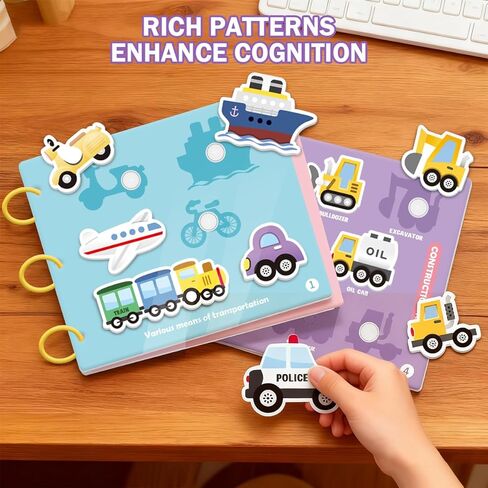 Toddler Busy Book with 8 Color Pens | Montessori Busy Board | Velcro Rip Off Toddler Activity Book | Early Learning Books for Kids | Educational Gifts for Boys & Girls Ages 3+ Years Old in Saudi Arabia