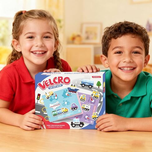 Toddler Busy Book with 8 Color Pens | Montessori Busy Board | Velcro Rip Off Toddler Activity Book | Early Learning Books for Kids | Educational Gifts for Boys & Girls Ages 3+ Years Old in Saudi Arabia