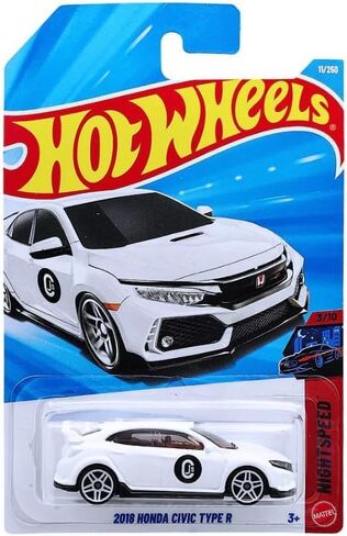 Hot Wheels 2018 Honda Civic Type R [White] Night Speed 3/10, 11/250, 1:64 Scale Diecast Toy Vehicle in Saudi Arabia