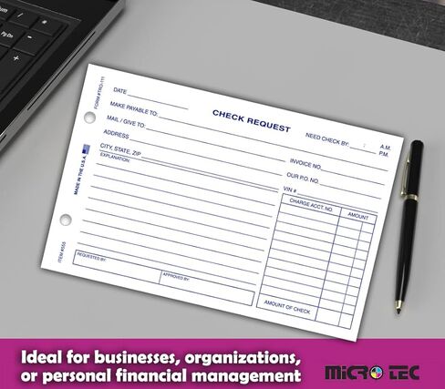 Check Request Form – for Record Requests and Approvals in Car Dealerships – 1-Part 20# White Paper Form - Ideal for Organized Filing Systems - 8-1/2" x 5-1/2" - 4 Pad (Packaged 100 Per Pad) in Saudi Arabia