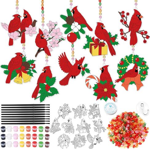 Dunzoom 30 مجموعة من أدوات Suncatchers الفنية للنافذة الصيفية، فاكهة الشاطئ الصيفية DIY Suncatchers Craft Kits اصنع بنفسك طلاء Suncatchers زينة Suncatchers للأولاد والبنات حرفة الرسم الفني النشاط in Kuwait