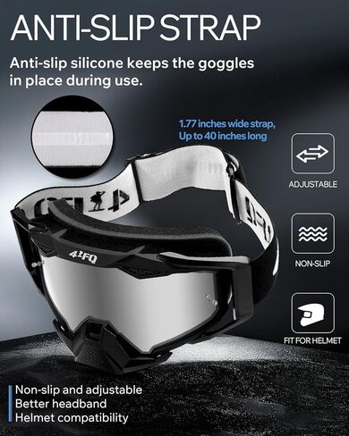 Motocross & Mountain Bike Goggles - MX MTB Racing Protective Eyewear, ATV Dirt Bike Gear for Men & Women, UV400 Protection Dustproof Anti-Scratch Impact Resistant Lens - Anti-Slip Strap in Saudi Arabia