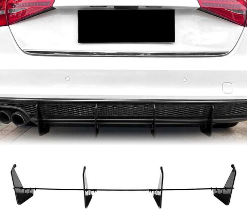 Rear Bumper Diffuser Lip Shark Fin for Audi A4 B8.5 2013-2016 Gloss Black in Kuwait