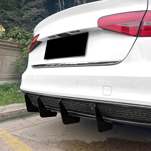 Rear Bumper Diffuser Lip Shark Fin for Audi A4 B8.5 2013-2016 Gloss Black in Kuwait