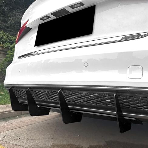 Rear Bumper Diffuser Lip Shark Fin for Audi A4 B8.5 2013-2016 Gloss Black in Kuwait