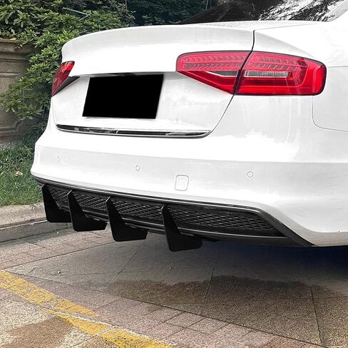 Rear Bumper Diffuser Lip Shark Fin for Audi A4 B8.5 2013-2016 Gloss Black in Kuwait