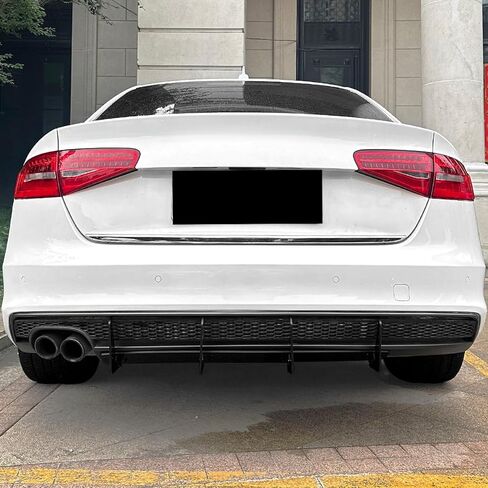 Rear Bumper Diffuser Lip Shark Fin for Audi A4 B8.5 2013-2016 Gloss Black in Kuwait
