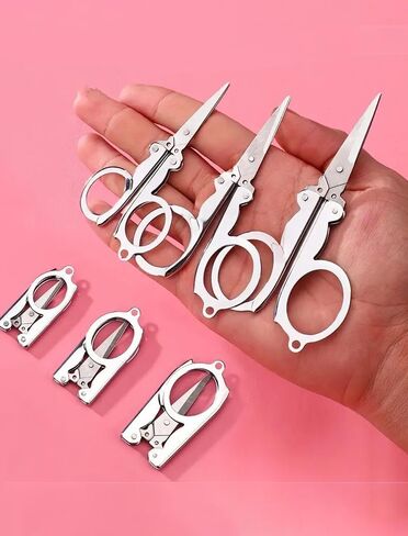 مجموعة من 3 مقصات سفر قابلة للطي متعددة الأحجام | قطاعة صغيرة محمولة من الفولاذ المقاوم للصدأ للمنزل والمكتب والرحلات الخارجية | مجموعة جاهزة للهدايا للمسافرين والطلاب، فضي in Saudi Arabia