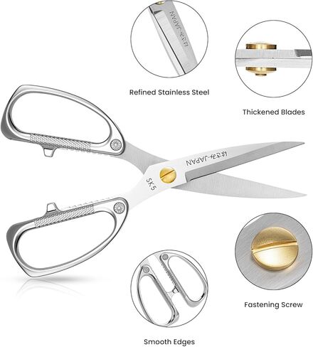 Premium Handle Utility All-Purpose Scissors - Multi-Purpose Stainless Steel Sharp Blades for Kitchen, Ribbon Cutting, and Household（silver） in Saudi Arabia