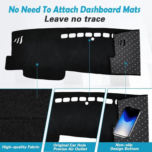 Dashboard Cover Mat for Toyota Camry 2018 2019 2020 2021 2022 2023 2024 Accessories Custom Fit for Dash Cover Polyester Silicone Protector（Black） in Saudi Arabia
