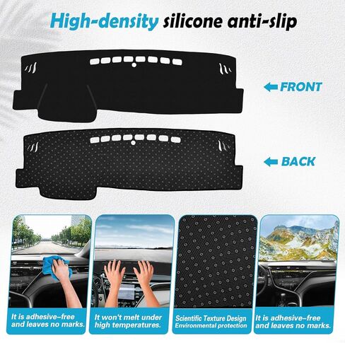 Dashboard Cover Mat for Toyota Camry 2018 2019 2020 2021 2022 2023 2024 Accessories Custom Fit for Dash Cover Polyester Silicone Protector（Black） in Saudi Arabia