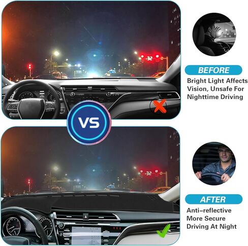 Dashboard Cover Mat for Toyota Camry 2018 2019 2020 2021 2022 2023 2024 Accessories Custom Fit for Dash Cover Polyester Silicone Protector（Black） in Saudi Arabia