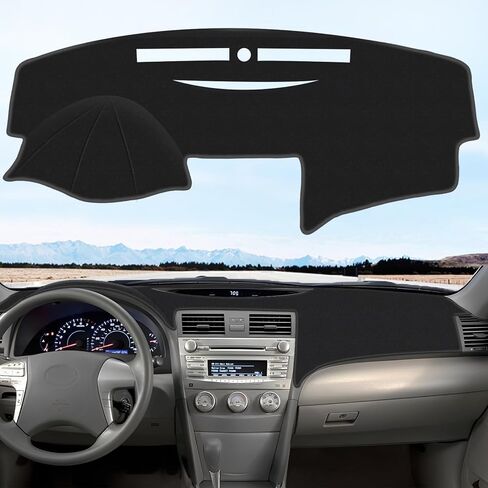 حصيرة غطاء لوحة القيادة لسيارة Toyota Camry 2018 2019 2020 2021 2022 2023 2024 ملحقات مخصصة مناسبة لغطاء لوحة القيادة واقي من السيليكون والبوليستر (أسود) in Kuwait