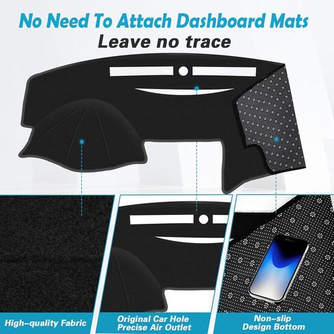 حصيرة غطاء لوحة القيادة لسيارة Toyota Camry 2018 2019 2020 2021 2022 2023 2024 ملحقات مخصصة مناسبة لغطاء لوحة القيادة واقي من السيليكون والبوليستر (أسود) in Kuwait