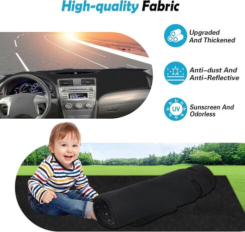 حصيرة غطاء لوحة القيادة لسيارة Toyota Camry 2018 2019 2020 2021 2022 2023 2024 ملحقات مخصصة مناسبة لغطاء لوحة القيادة واقي من السيليكون والبوليستر (أسود) in Kuwait