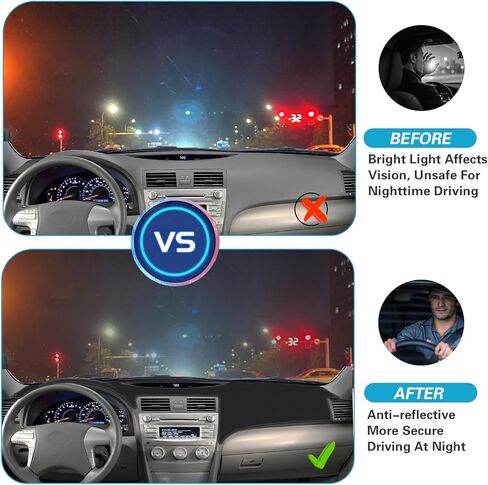 حصيرة غطاء لوحة القيادة لسيارة Toyota Camry 2018 2019 2020 2021 2022 2023 2024 ملحقات مخصصة مناسبة لغطاء لوحة القيادة واقي من السيليكون والبوليستر (أسود) in Kuwait