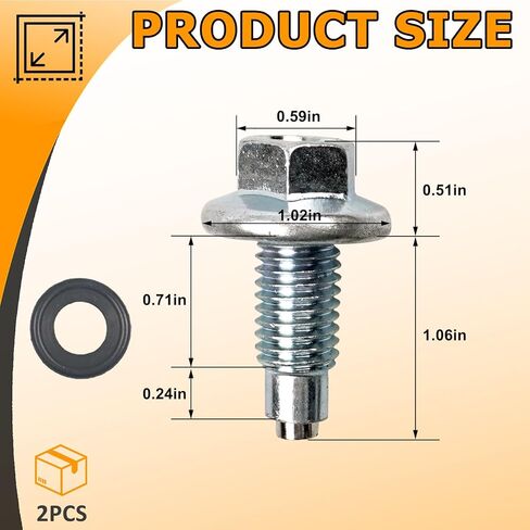 M12x1.75 Magnetic Oil Drain Plug (2PCS) - Durable Replacement Oil Pan Plug Compatible with Buick Chevrolet Ford Lincoln Cadillac in Saudi Arabia