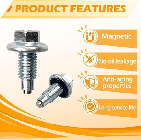 M12x1.75 Magnetic Oil Drain Plug (2PCS) - Durable Replacement Oil Pan Plug Compatible with Buick Chevrolet Ford Lincoln Cadillac in Saudi Arabia
