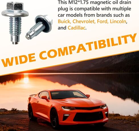 M12x1.75 Magnetic Oil Drain Plug (2PCS) - Durable Replacement Oil Pan Plug Compatible with Buick Chevrolet Ford Lincoln Cadillac in Saudi Arabia
