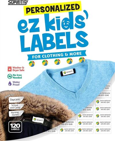 120 ملصق اسم مخصص مقاوم للماء | أيقونة قوس قزح | العصا الذاتية | الملابس، المدرسة، المعسكر، التمريض، الألعاب، جميع الأغراض | عز الاطفال وجميع الأعمار | غسالة ومجفف وغسالة صحون آمنة | لا حديد in Kuwait