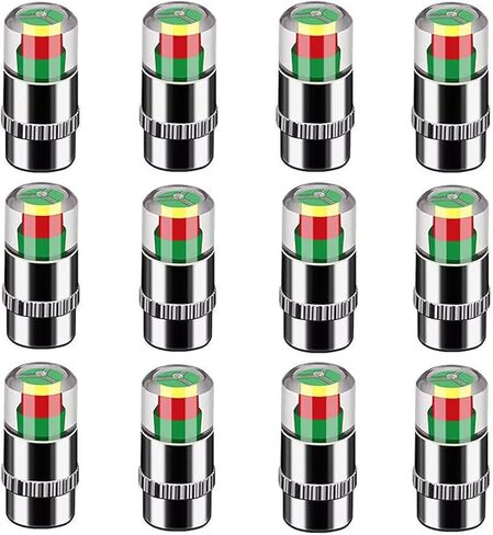 12pcs Tire Pressure Caps, Easy to Read 3 Color Car Tire Pressure Monitor Valve Stem Caps, 32-to-35 PSI in Saudi Arabia