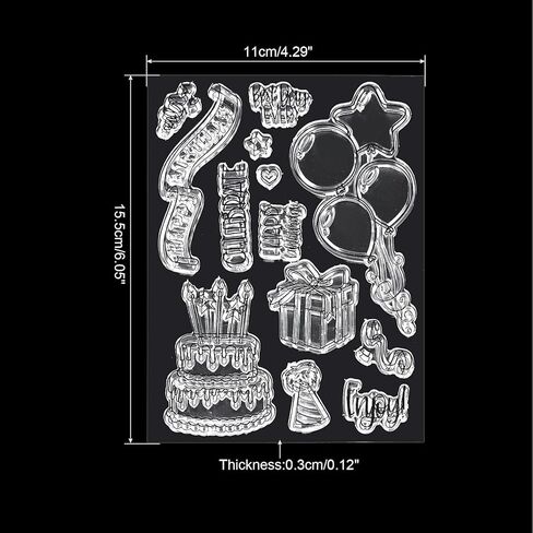 Transparent Silicone Stamps, 1 Pcs T2019 Happy Birthday Balloon Cake Clear Stamps for Card Making Decoration DIY Scrapbooking Embossing Album Decor Craft, Clear in Saudi Arabia