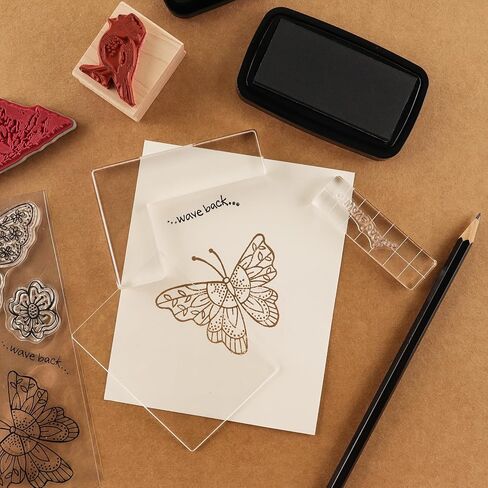 Stamp Positioner Kit 2pcs/Set Rubber Stamp Coloring Board Locating Clear Acrylic Pad Stamp Positioner Kit, Wood Stamp Positioning Tool, DIY Projects Arts Crafts Supplies Tools in Saudi Arabia