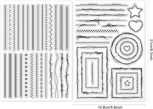 GLOBLELAND 2 Sheets Sewing Thread Clear Stamp for Scrapbooking 8.27x5.83inch Sewing Border Silicone Stamps Lace Frame Transparent Stamp Set for Card Making DIY Embossing Journaling in Saudi Arabia