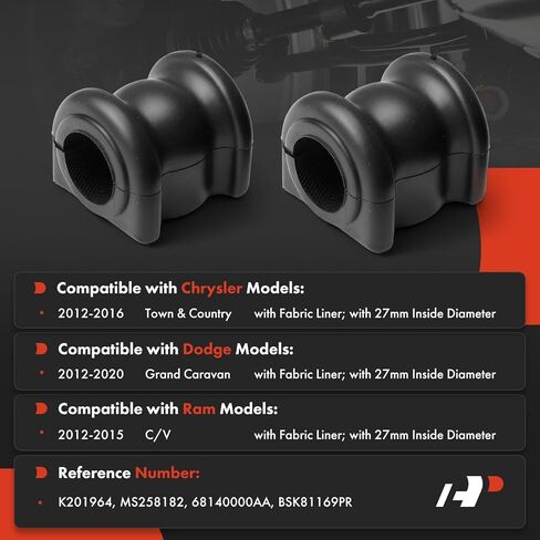 A-Premium 2 x Front To Frame Sway Bar Bushing Kit, Compatible with Dodge Grand Caravan 2012-2020 & Chrysler Town & Country 2012-2016 & Ram C/V 2012-2015 in Saudi Arabia