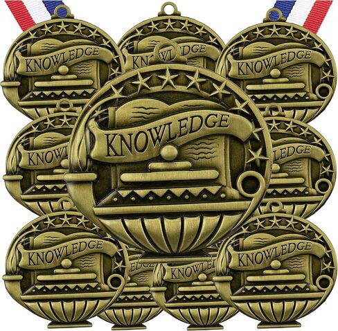10 Pack Social Studies Gold Medals Trophy Award with Neck Ribbons APMG-778 in Saudi Arabia