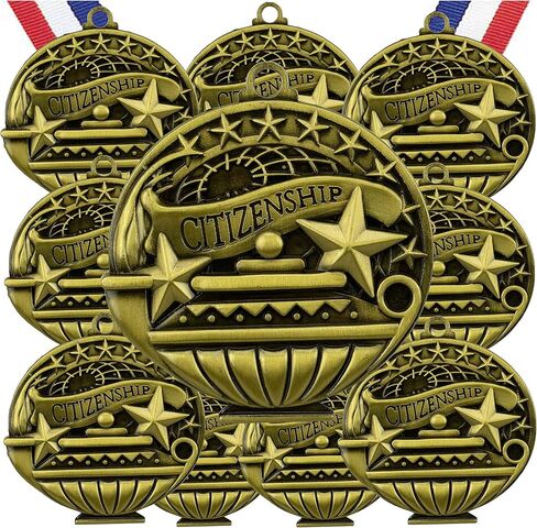 10 Pack Social Studies Gold Medals Trophy Award with Neck Ribbons APMG-778 in Saudi Arabia