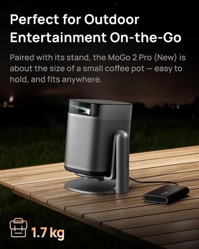 جهاز عرض XGIMI MoGo 2 Pro 1080P محمول مع حامل متعدد الزوايا، واي فاي وبلوتوث، Android TV 11.0، 400 ISO Lumens، ISA 2.0، يدعم 4K، التركيز التلقائي، تجنب الأشياء، وتكيف الشاشة in Kuwait