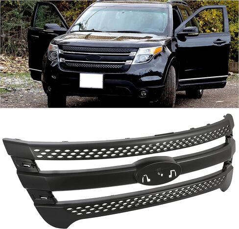 شبكة أمامية HECASA متوافقة مع 2011-2015 Ford Explorer Grill Trim Grill إدراج أسود in Kuwait