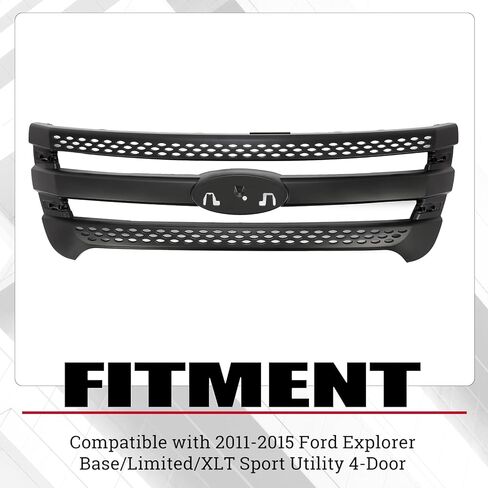 شبكة أمامية HECASA متوافقة مع 2011-2015 Ford Explorer Grill Trim Grill إدراج أسود in Kuwait