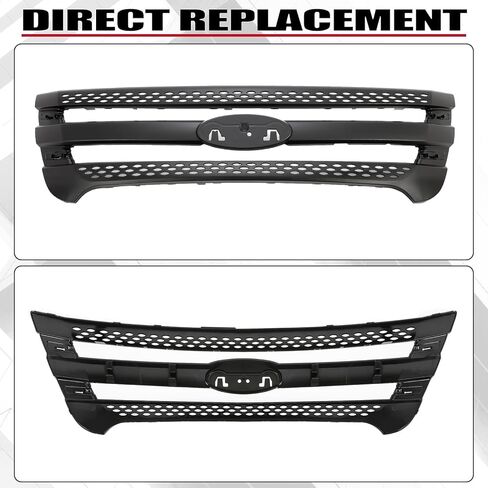 شبكة أمامية HECASA متوافقة مع 2011-2015 Ford Explorer Grill Trim Grill إدراج أسود in Kuwait