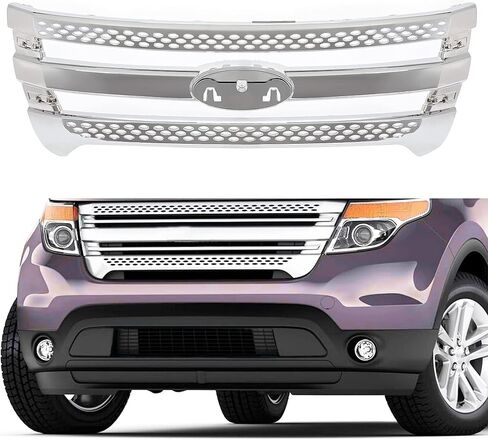 HECASA Front Grille Compatible with 2011-2015 Ford Explorer Grill Trim Grill Insert Black in Saudi Arabia