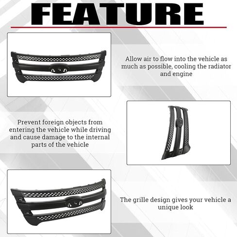 شبكة أمامية HECASA متوافقة مع 2011-2015 Ford Explorer Grill Trim Grill إدراج أسود in Kuwait