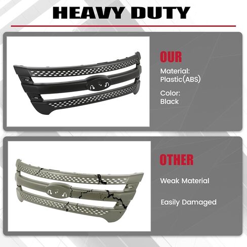 شبكة أمامية HECASA متوافقة مع 2011-2015 Ford Explorer Grill Trim Grill إدراج أسود in Kuwait