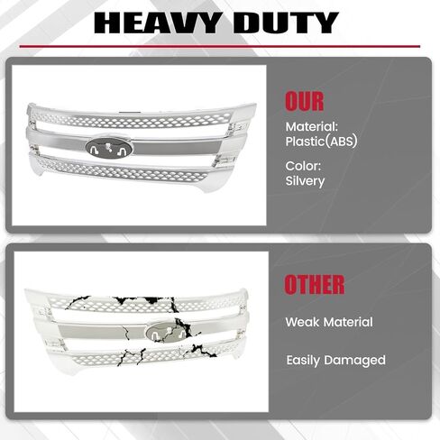 HECASA Front Grille Compatible with 2011-2015 Ford Explorer Grill Trim Grill Insert Black in Saudi Arabia