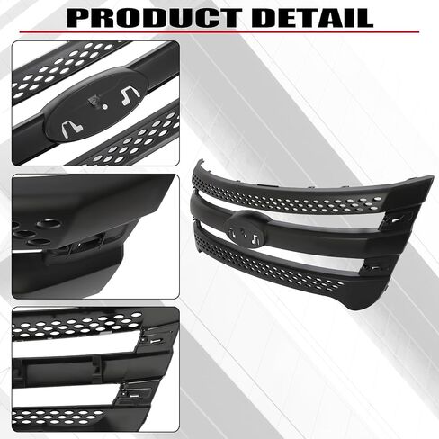 شبكة أمامية HECASA متوافقة مع 2011-2015 Ford Explorer Grill Trim Grill إدراج أسود in Kuwait