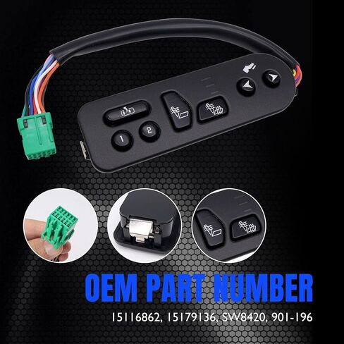 HiSport Driver Side Seat Heater Switch Control with Pedal - Compatible with Cadillac Escalade ESV EXT Chevy Avalanche 1500 2500 Suburban 1500 2500 Tahoe GMC Yukon XL 1500 2500 Replace 15116862 in Saudi Arabia