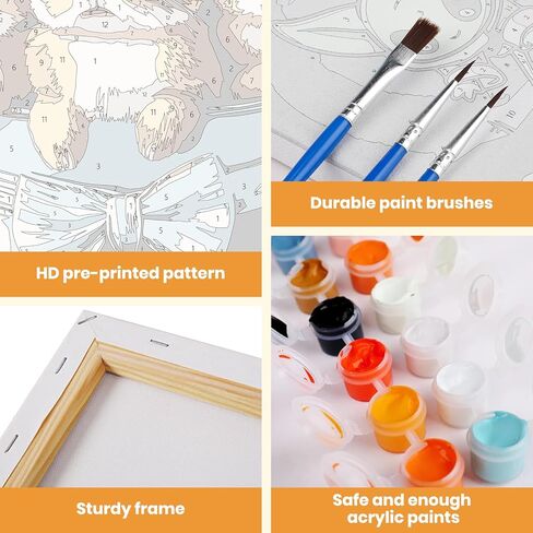 MXJSUA Easter Framed Paint by Numbers for Adults Beginners, Easy Adults' Paint-by-Number Kits on Canvas with Easel, Cute Bunnies Acrylic Number Painting Crafts Kits Gifts for Home Decor, 8x12inch in Saudi Arabia
