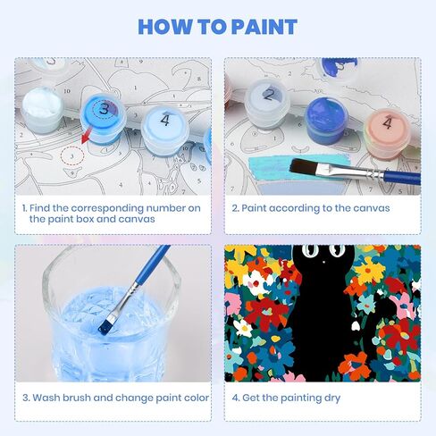 MXJSUA Easter Framed Paint by Numbers for Adults Beginners, Easy Adults' Paint-by-Number Kits on Canvas with Easel, Cute Bunnies Acrylic Number Painting Crafts Kits Gifts for Home Decor, 8x12inch in Saudi Arabia