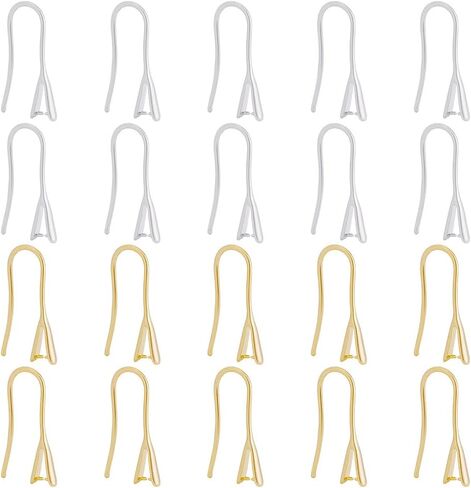 UNICRAFTALE 20Pcs 2 Colors 24K Gold Plated Earring Hooks with Ice Pick Pinch Bails 925 Sterling Silver Earring Hooks French Ear Wires with Pendant Clasp for DIY Jewelry Earrings Making in Saudi Arabia