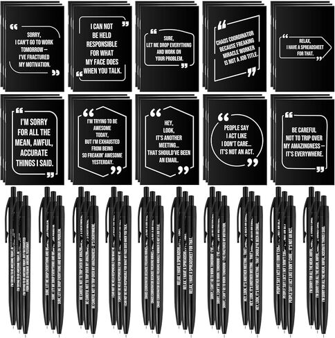 Tenceur 50 Sets Christmas Sarcastic Funny Gifts Bulk for Adults Coworkers Women Negative Passive Mini Notebooks Ballpoint Pens Office Gifts for Employees Staff Team in Saudi Arabia